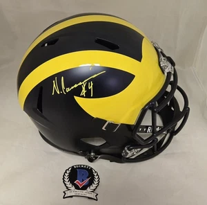 Nico Collins signierter Michigan Wolverines Full Size Replik Helm Beckett Autogramm - Bild 1 von 5