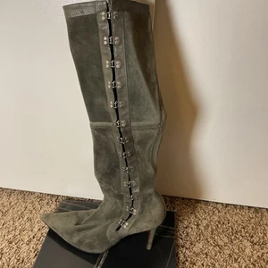 Christian Louboutin Gray Suede Knee-High Boots 38.5 - Picture 1 of 23