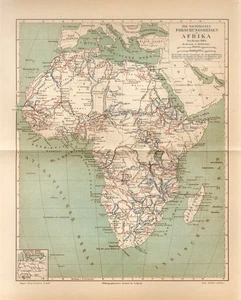 Mapa antiguo ÁFRICA MADAGASCAR EXPLORADORES SAHARA VIAJES DE INVESTIGACIÓN EXPEDICIONES 1888 - Imagen 1 de 1