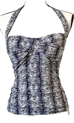 Sm Tommy Bahama Animal Zebra Print Tankini Halter - Image 1 of 2