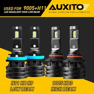 AUXITO Combo CSP LED Headlight Bulbs 9005 High Beam H11 Lo Beam 6500K White G - Picture 1 of 12