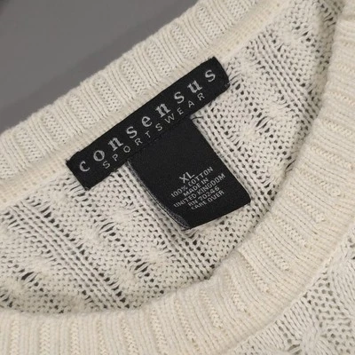 Consensus Sportwear Sweater XL UNITED KINGDOM🇬🇧MADE Men’s Cable Knit Cotton - Image 1 of 4