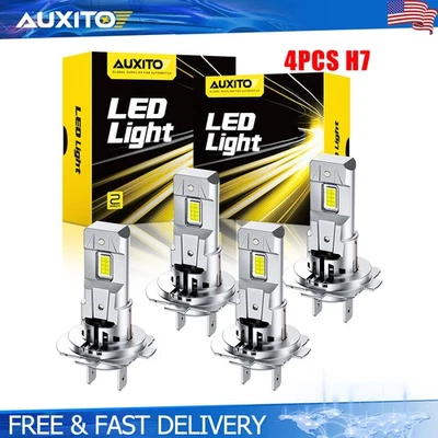 4X H7 6500K LED Headlight Kit High Low Beam Bulbs 40000LM White Super Bright - Image 1 of 4