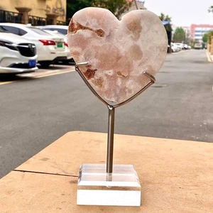 Pink Purple Quartz Crystal Heart - Natural Healing Stone Gift Decor - 1.14LB - Foto 1 di 16