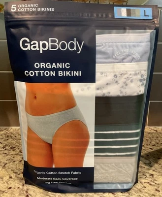 GAPBODY Mujer Talla L 12-14 Algodón Orgánico Elastizado Bikini 5Pk Varios Colores Sin Etiquetas Foto 1 de 3