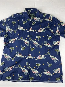 Men’s Gitman Vintage Camp Collar Hawaiian Shirt XL Flamingo Palm Trees Beach - Picture 1 of 8