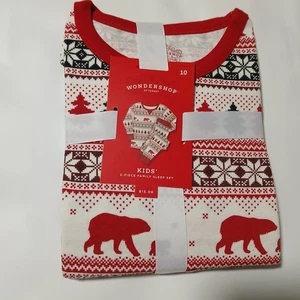 Wondershop Weihnachten Schlafanzug Kinder Gr. 10 rot langarm 2 Stück - Bild 1 von 3