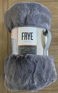 FRYE Luxe Faux Fur Throw Blanket Plush Silky Soft Feel Polyester 60" x 70" NEW - Picture 1 of 12