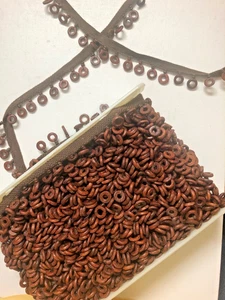Wooden O rings sewn to brown fabric braid Fashion decorating clothes or home - Picture 1 of 3