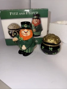Fitz and Floyd Luck of the Irish Leprechaun Salz & Pfefferstreuer ~ Neu unbenutzt - Bild 1 von 3