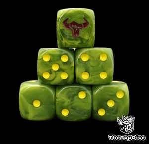 Green savage orcs for grimdark fantasy tabletop wargames D6 brutal war dice - Picture 1 of 4