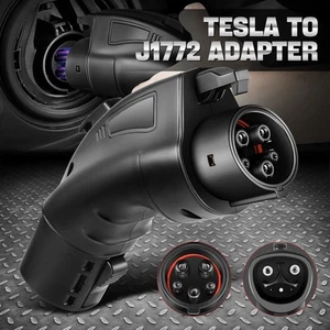 48A 250V SAE Tesla to J1772 Charger Adapter Connector for EVs Electric Vehicle - Picture 1 of 7
