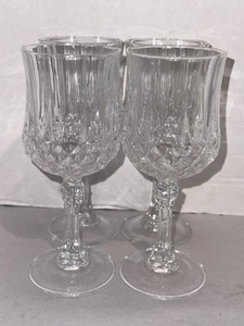 4 PC VTG Cristal D’arques Longchamp Crystal 8oz Wine Glasses Water Goblets 7.25” - Picture 1 of 7