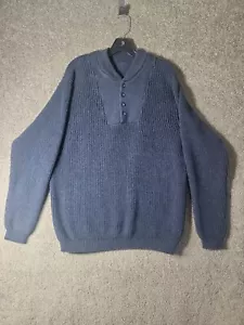 Eddie Bauer Mens XL Navy Blue Knit Sweater Buttons - Picture 1 of 14