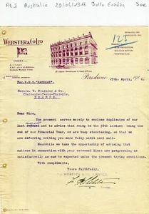 Australie - Brisbane - Belle Entête Secteur Négoce des Alcools du 29/04/1916 - Picture 1 of 1