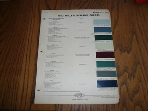 1953 Willys-Overland DuPont Duco Delux Color Chip Paint Sample - Vintage - Bild 1 von 2