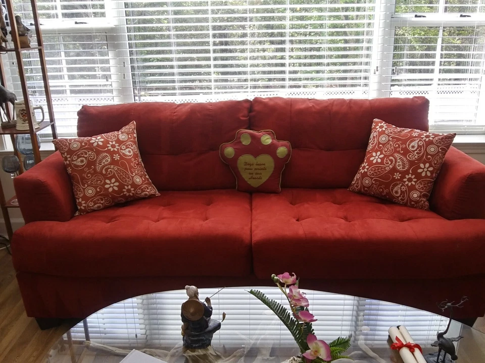 queen size sleeper sofa Burgundy red - Image 1 of 1