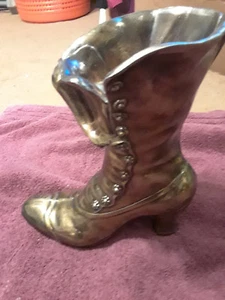 Brass Boot Vase Large 9" Victorian Era Look - Picture 1 of 4
