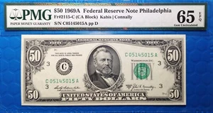 1969A $50 Federal Reserve Note Fr-2115-C Philadelphia PMG65 Gem EPQ - Picture 1 of 2