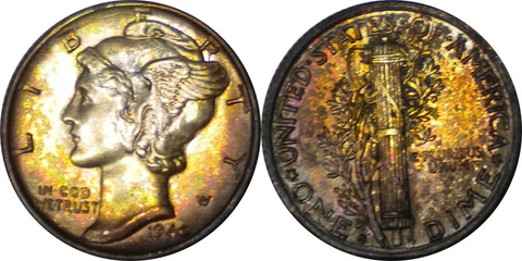 1940 D UNC MS DEEP ALBUM COLOR TONED SILVER MERCURY DIME 10C Cover