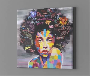 Graffiti Girl Framed Canvas - African American, Black Art Canvas, Ready to Hang - Picture 1 of 2