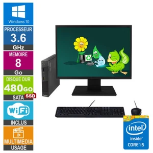 PC Lenovo M93p i5-4570T 3.60GHz 8Go/480Go SSD Wifi W10 + Ecran 22 - Photo 1/1