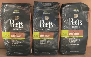 Peet's Decaf Major Dickason's Blend Ground Coffee 3 Packages Dark Roast - Picture 1 of 1