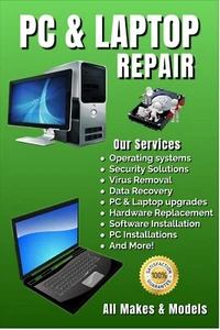 PC  Laptop Repair Advertising Poster Sign 24x36 with Lamination - Picture 1 of 3