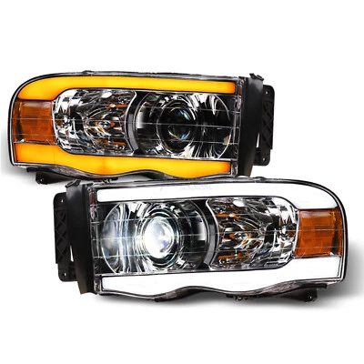 Topline For 02-05 Ram Switchback Sequential Full LED Projector Headlight Chrome Foto 1 de 4