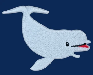 BALLENA BELUGA GRIS ANIMAL MARINO AVENTURA OCÉANO HIERRO EN PARCHE - Imagen 1 de 4