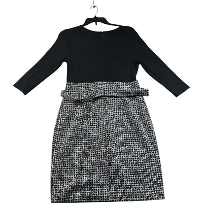 Vestido Express para mujer talla mediana negro gris manga larga elástico con cinturón Foto 1 de 4