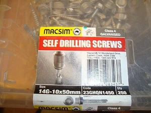 Hex Head METAL Self Drilling Screw W/Seal, 14g-10 x 50mm Tub of 250 Galv, - Picture 1 of 3