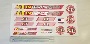 1987 - 1988 GT Interceptor Decal Set Red, Grey, Yellow & White on clear - Picture 1 of 3