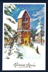 Postal Año Nuevo Invierno Escena de Iglesia PC Bélgica Sin Usar - Imagen 1 de 1