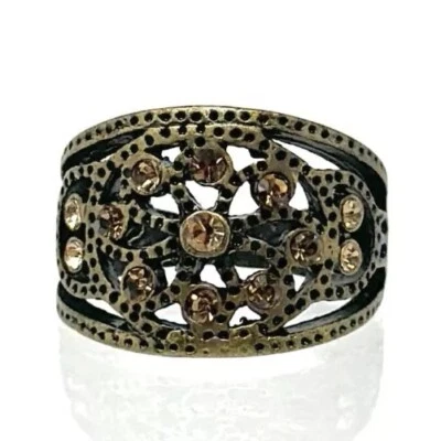 Anillo de Trabajo Abierto Cristal Lia Sophia Tono Latón Mate Vintage Talla 7 Foto 1 de 4