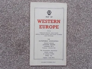 Vintage 1962 Sheet Road Map of Western Europe available to AA Members only - Imagen 1 de 3