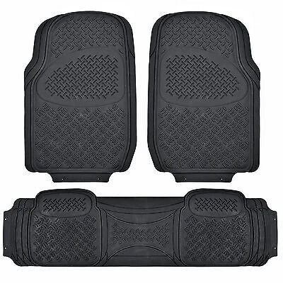 Heavy Duty All WEATHER Black Mat 3 PC Pads Liner CAR RUBBER FLOOR Mats XL - Image 1 of 4