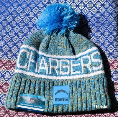 2025 NFL Sideline Collection Los Angeles Chargers New Era Knit Beanie Hat Pom - Image 1 of 3
