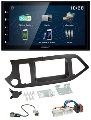 Kenwood 2DIN Bluetooth MP3 USB DAB Autoradio für Kia Picanto ab 11 ohne Start-St - Bild 1 von 4