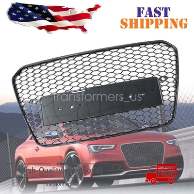 For 2013-2016 Audi A5/Quattro S5 RS5 B8.5 Glossy Black Mesh Front Grill Bumper - Image 1 of 4
