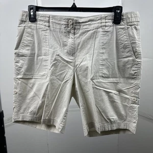 Nautica Damen khaki beige Cargoshorts Größe 14 Baumwolle mittelhoher Bund Sommer Freizeit - Bild 1 von 2