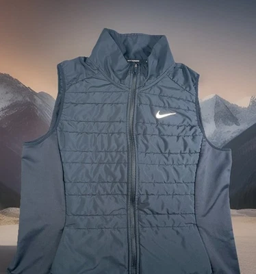 Nike Essential Running Puffer Vest Women XL Black Full Zip/Pockets Reflective - Image 1 of 4