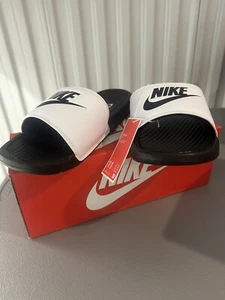 NIKE BENASSI JDI MEN'S SLIDE WHITE / BLACK SIZE 11 NEW - Picture 1 of 4