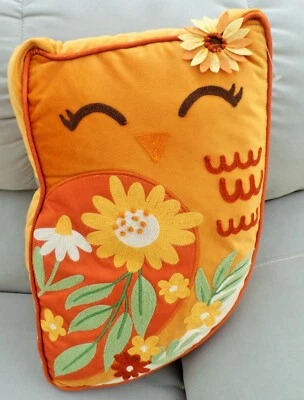 OWL SOFT PLUSH THROW PILLOW DECORATIVE 18"X12" EARTH COLORS - Image 1 of 4