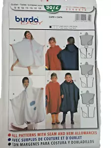Burda Easy 9872 Sewing Pattern for Hooded Cape for Children Unisex Sizes 2-8 - Picture 1 of 5