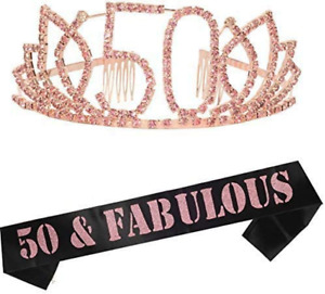 50Th Birthday Gifts for Women, 50Th Birthday Tiara and Sash, Happy 50Th Birthday