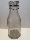 1899-Bordons ribbed Quart-Eagle Brand Condensed Milk Bottle-Metal  Clamp Sealer-