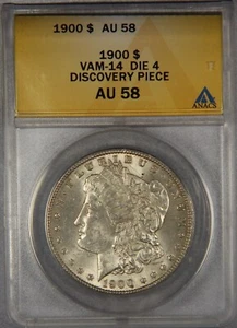 1900 Morgan Silver Dollar ANACS AU58 VAM-14 DIE 4 DISCOVERY PIECE $1 - Picture 1 of 3