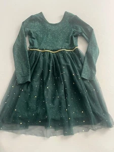 Hanna Andersson Dress Girl Size 8 Green Gold Polka Dots Sleeve - Picture 1 of 5