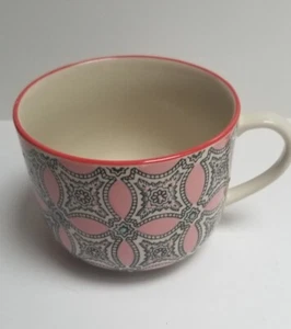 T2 Pink Vibrant Colors Retro Print Tea Latte Soup Oversized Cup - Picture 1 of 5